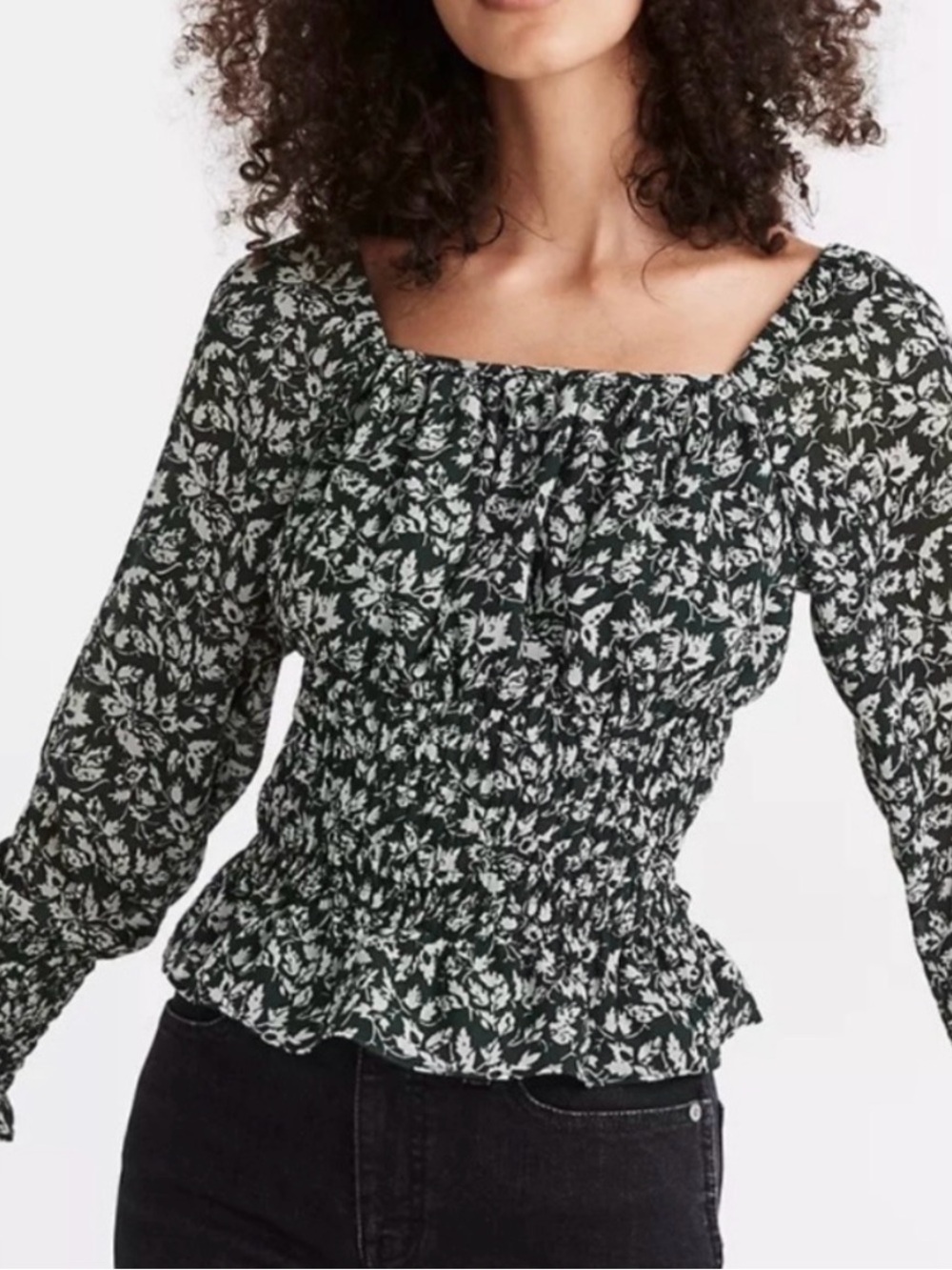 Madewell Smocked Floral Blouse